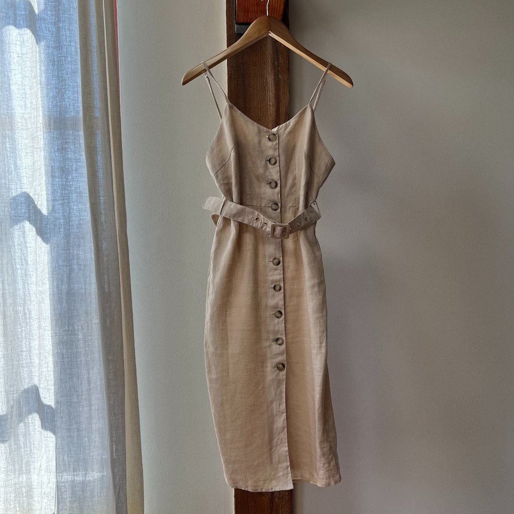 Isalis - Cream Linen Buttoned Dress